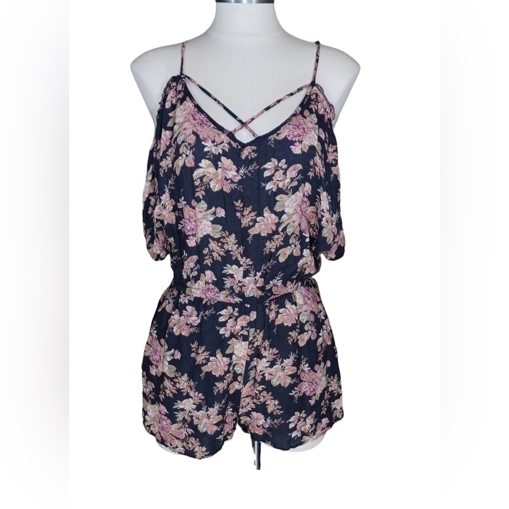 American Eagle NWT black floral romper, XXS